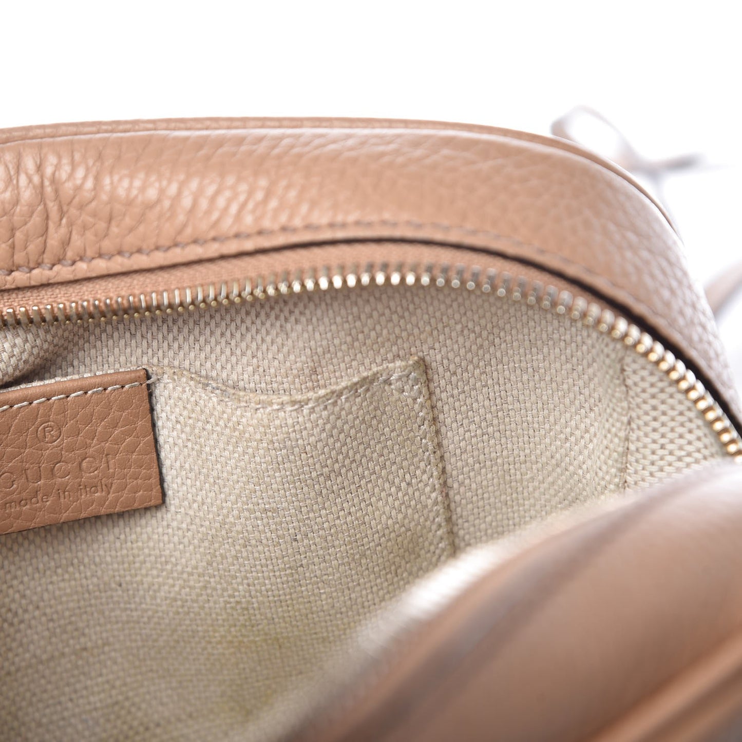 Pebbled Calfskin Small Soho Disco Bag Camelia