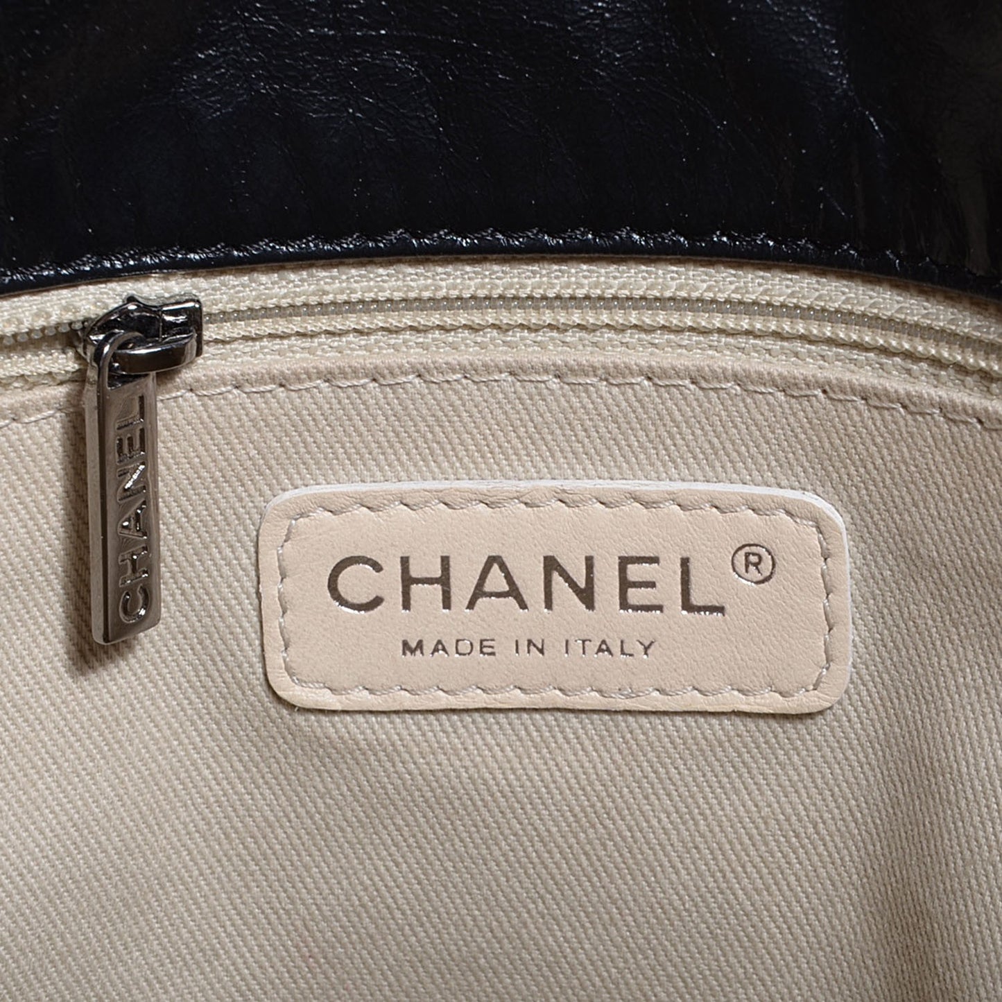 Glazed Goatskin Double Stitch Maxi Flap Black