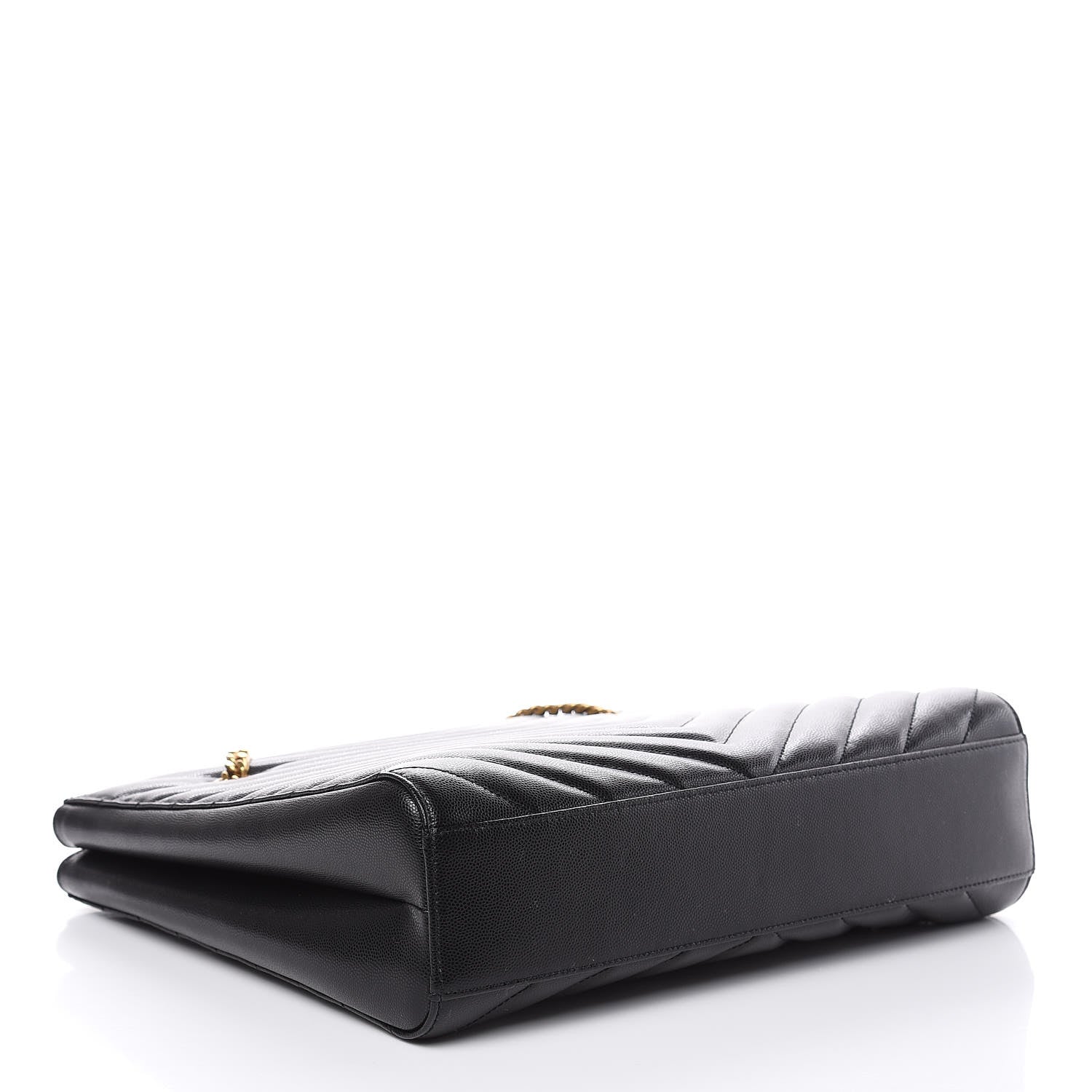 Saint Laurent Grain De Poudre Matelasse Chevron Medium Tribeca Shopping Bag Black 4 of 11