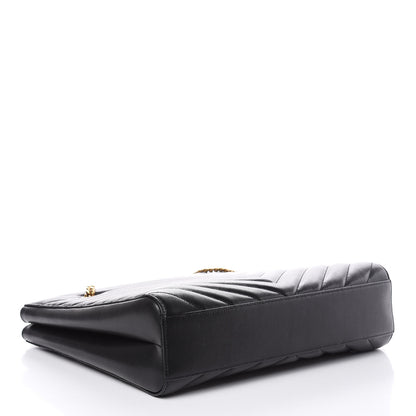 Saint Laurent Grain De Poudre Matelasse Chevron Medium Tribeca Shopping Bag Black 4 of 11