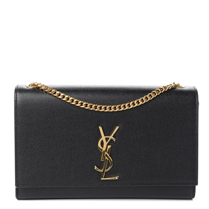 Saint Laurent Grain De Poudre Medium Classic Monogram Kate Satchel Black 1 of 10