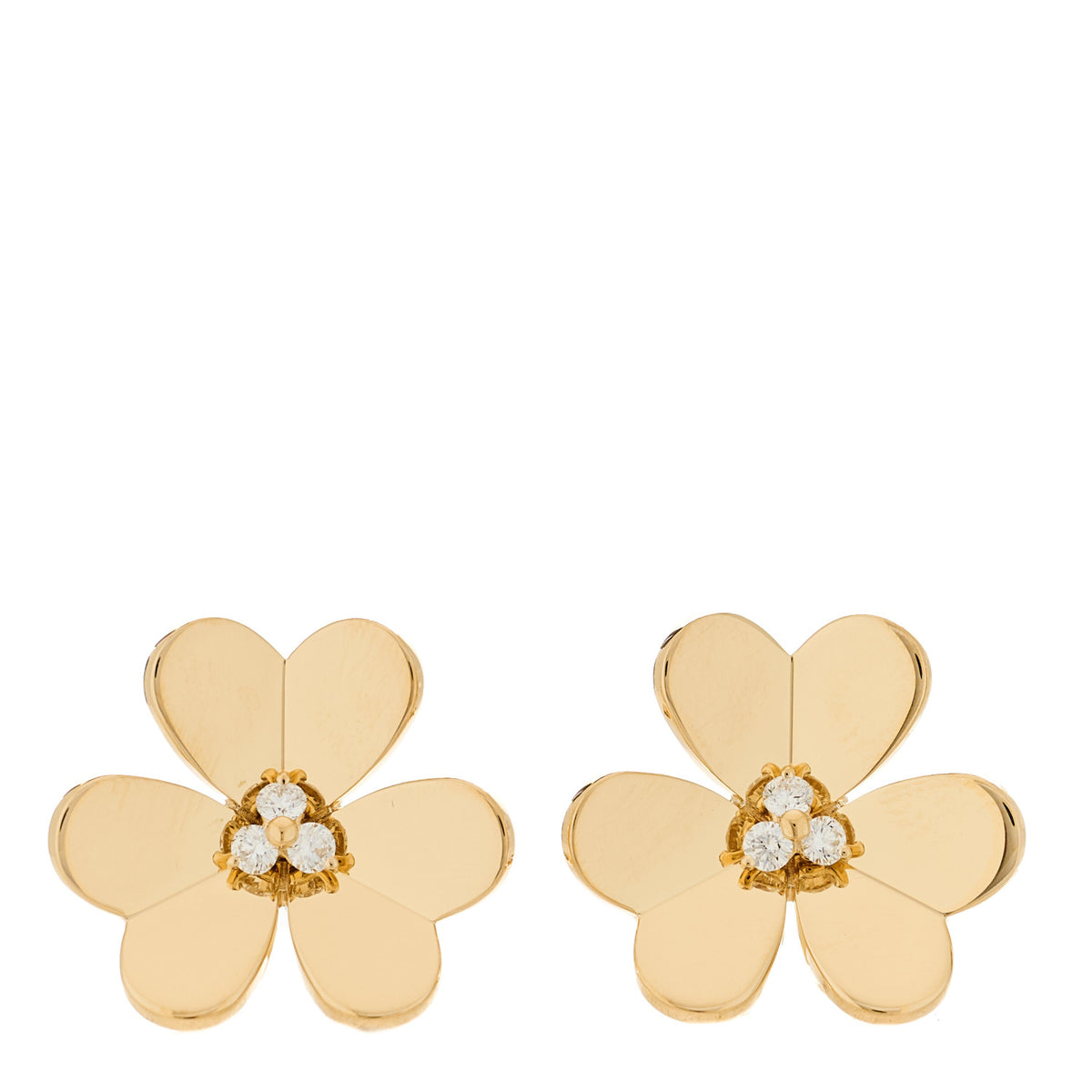 Van Cleef & Arpels 18K Yellow Gold Diamond Large Frivole Clip On Earrings 1 of 5