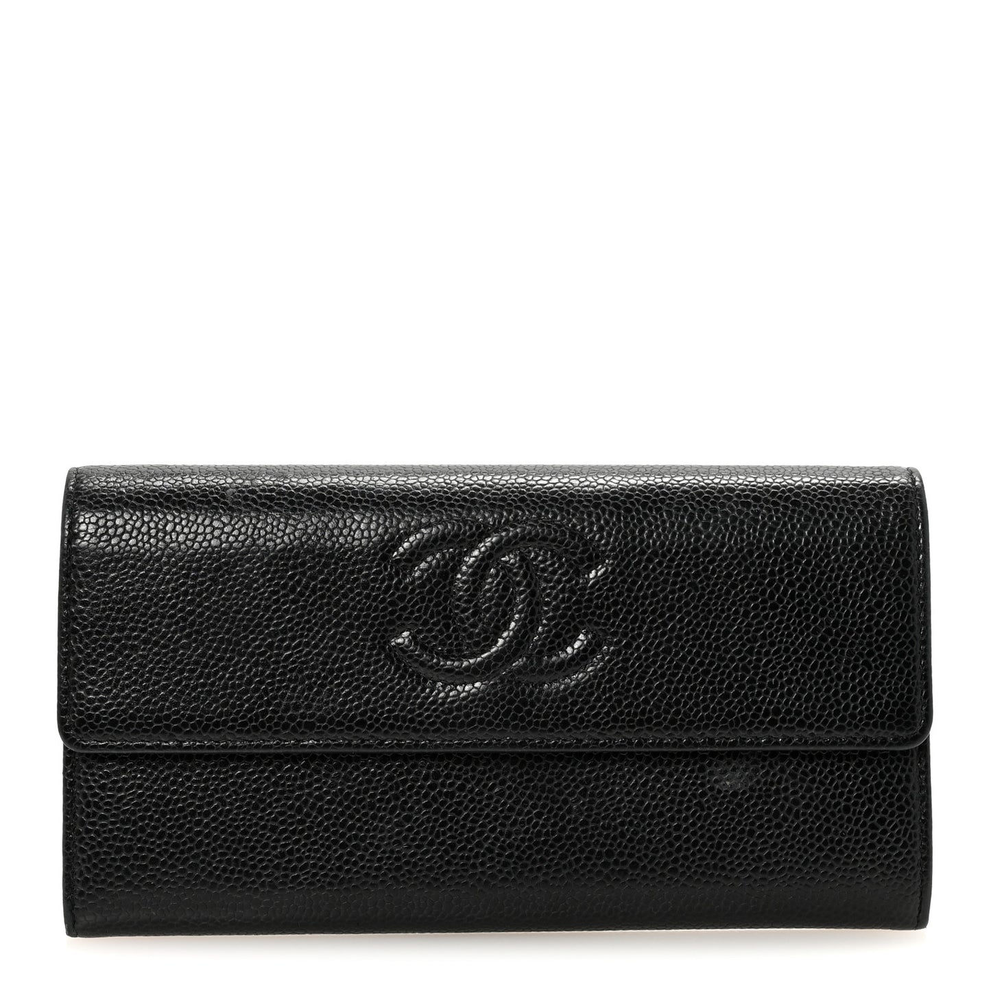 Caviar Timeless CC Large Gusset Flap Wallet Black