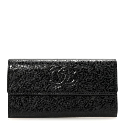 Chanel Caviar Timeless CC Large Gusset Flap Wallet Black 1 of 9