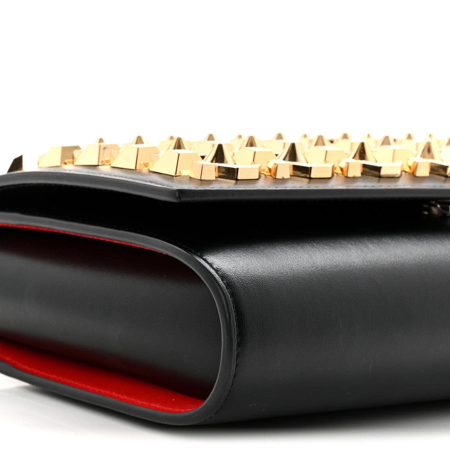 Christian Louboutin Calfskin Spikes Empire Paloma Clutch Black
