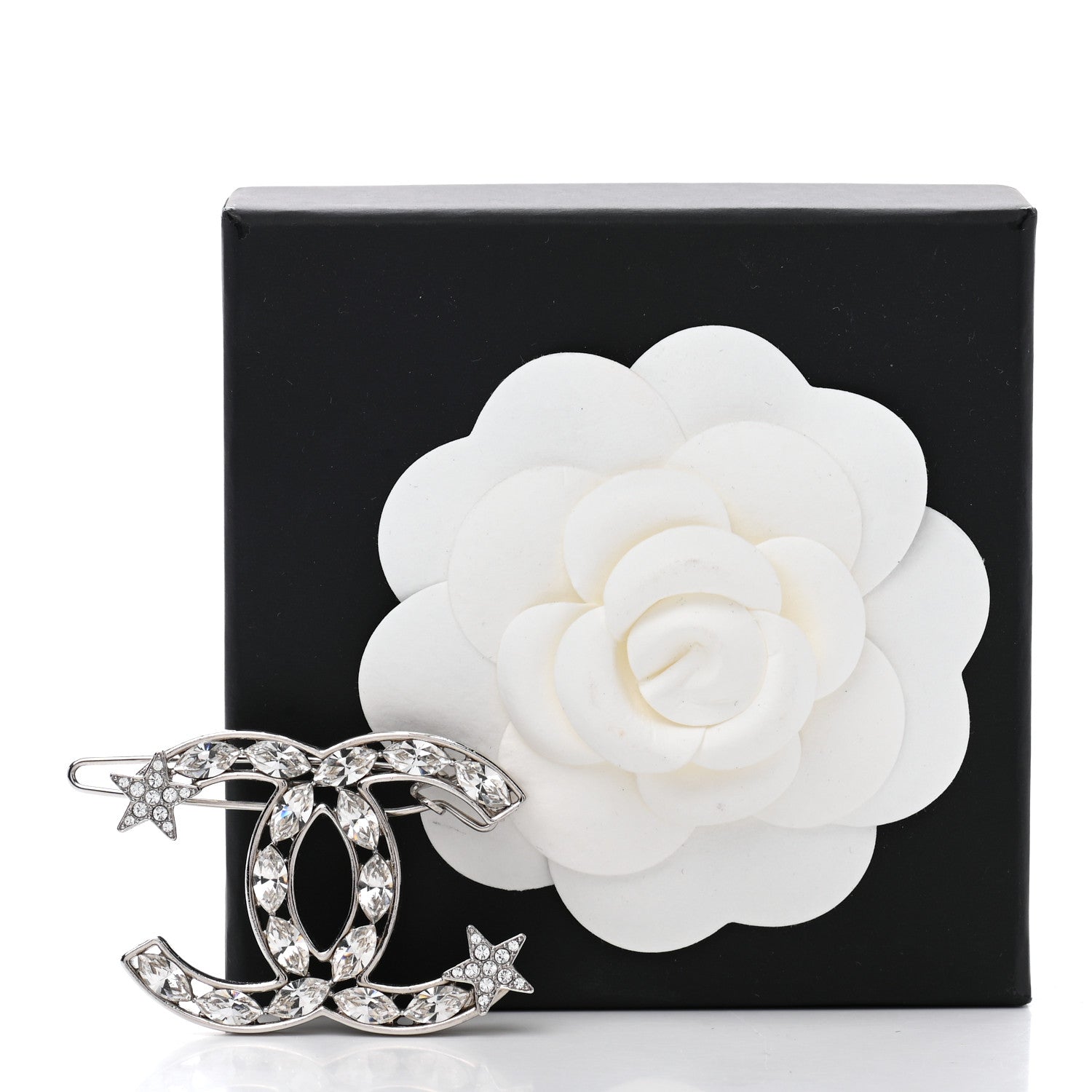 Chanel Crystal Starfall CC Hair Clip Silver 4 of 4
