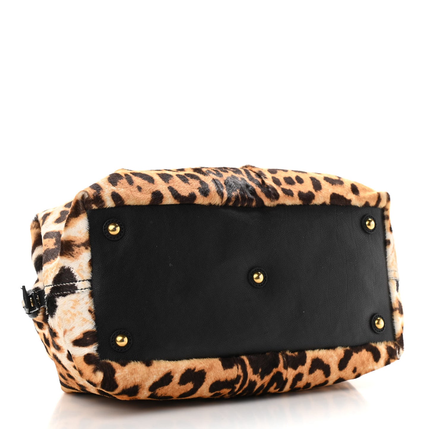 Pony Hair Leopard Print Tote Black