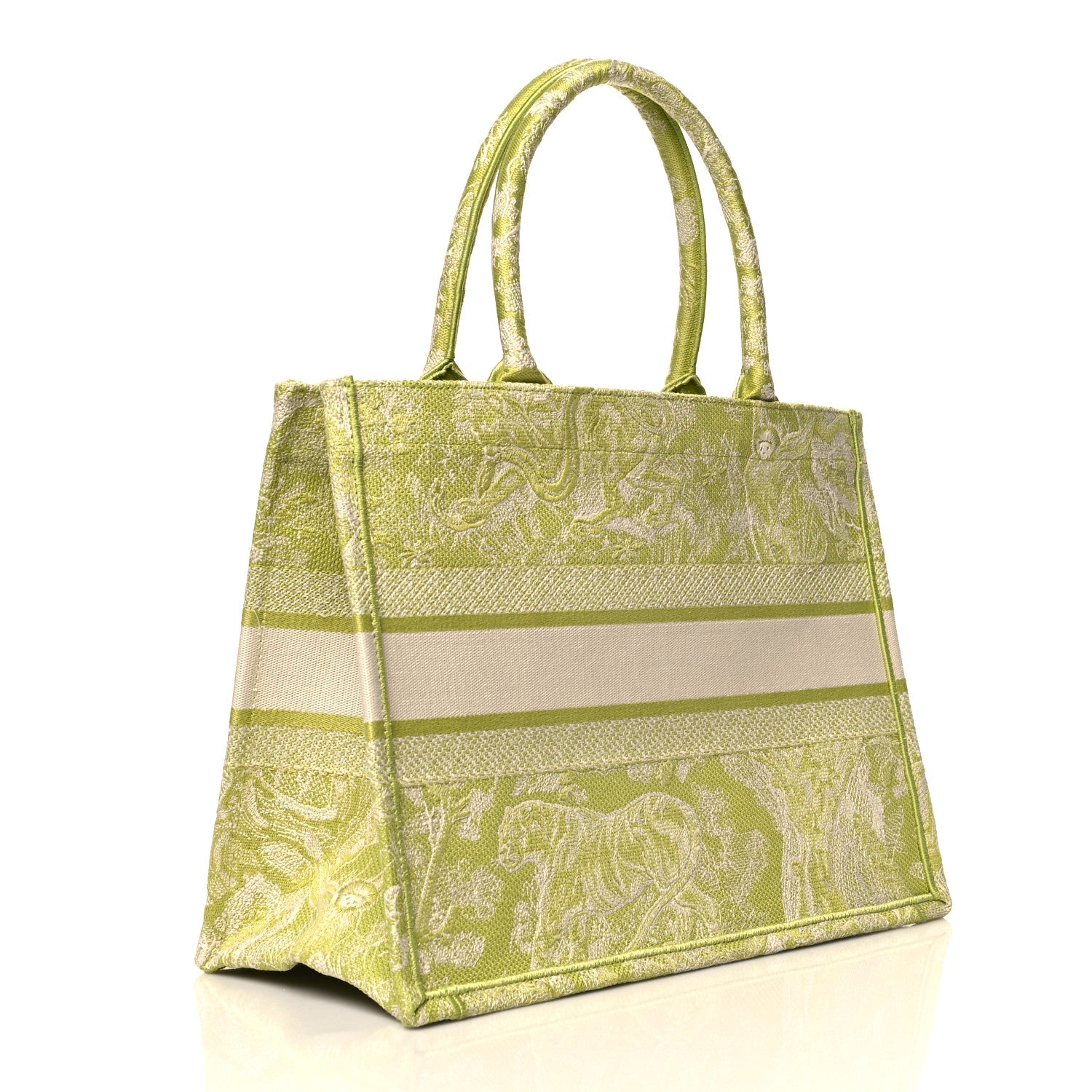 Christian Dior Canvas Embroidered Medium Dioriviera Toile De Jouy Book Tote D-Lite Green 2 of 9