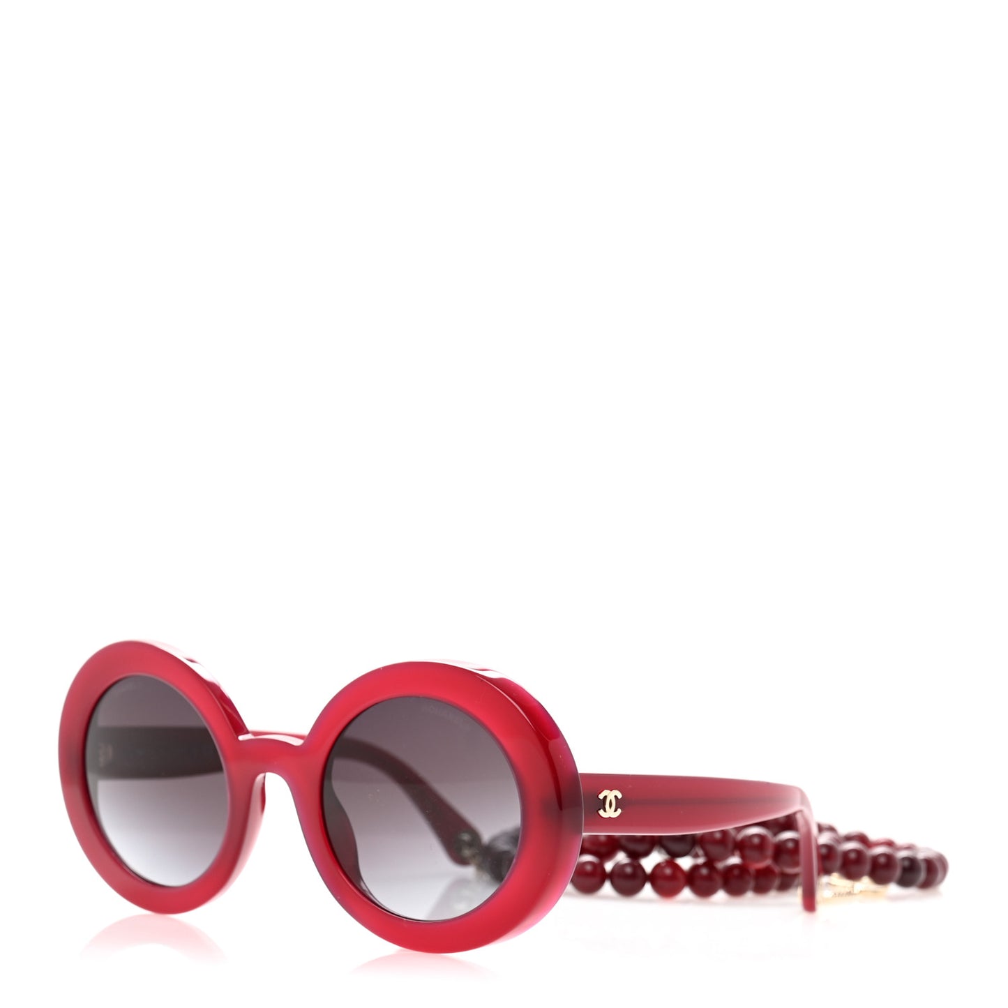 Acetate Round Chain Sunglasses 5489-A Burgundy