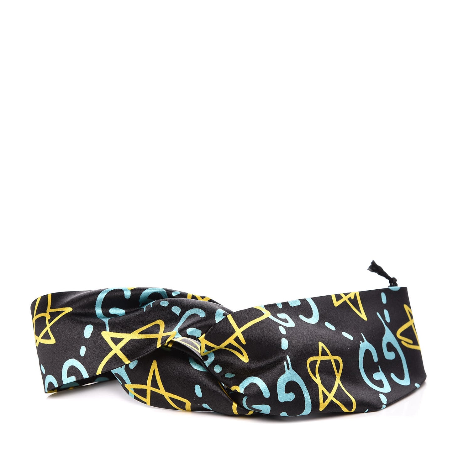 Silk GucciGhost Stars Print Duchesse Headband Black Sky Blue