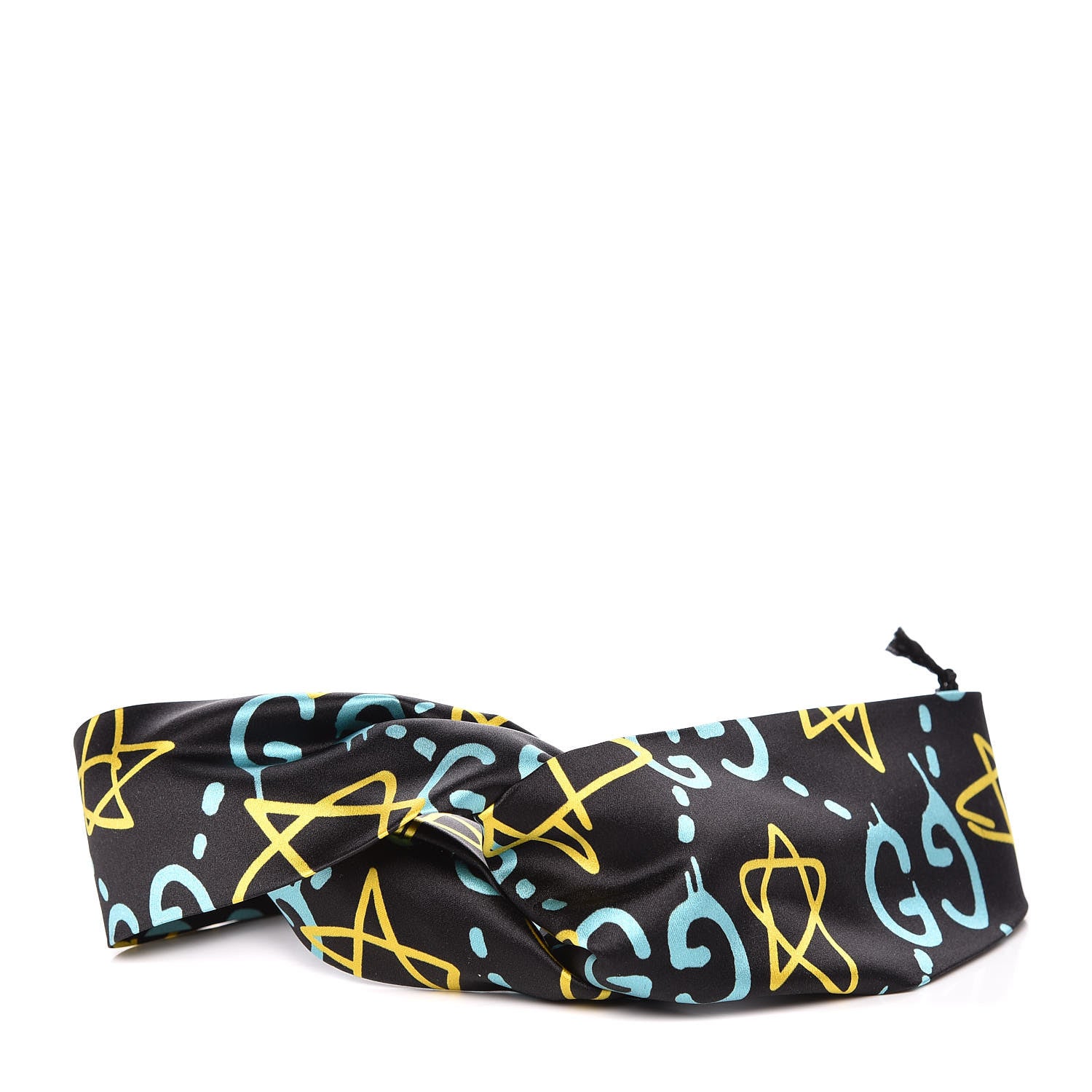 Gucci Silk GucciGhost Stars Print Duchesse Headband Black Sky Blue 1 of 5