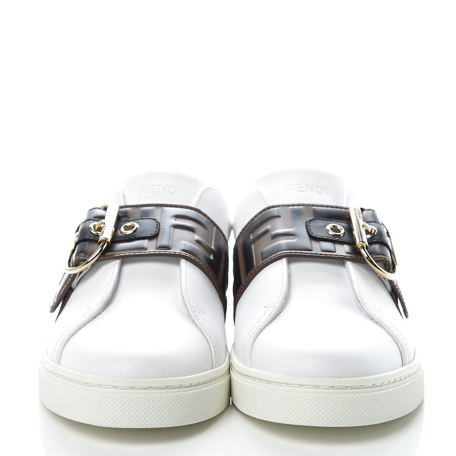 Fendi Vitello FF Embossed Womens Slip On Sneakers 37 Ultra White Maya Black 2 of 9