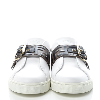 Fendi Vitello FF Embossed Womens Slip On Sneakers 37 Ultra White Maya Black 2 of 9