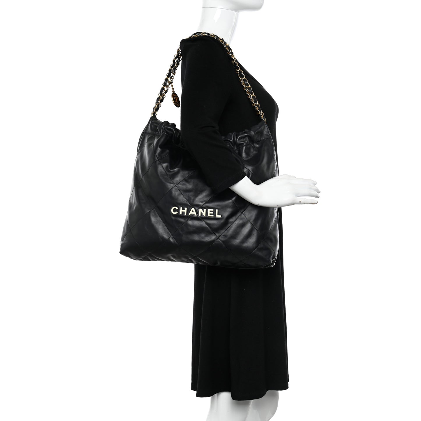 Calfskin Quilted Chanel 22 Black