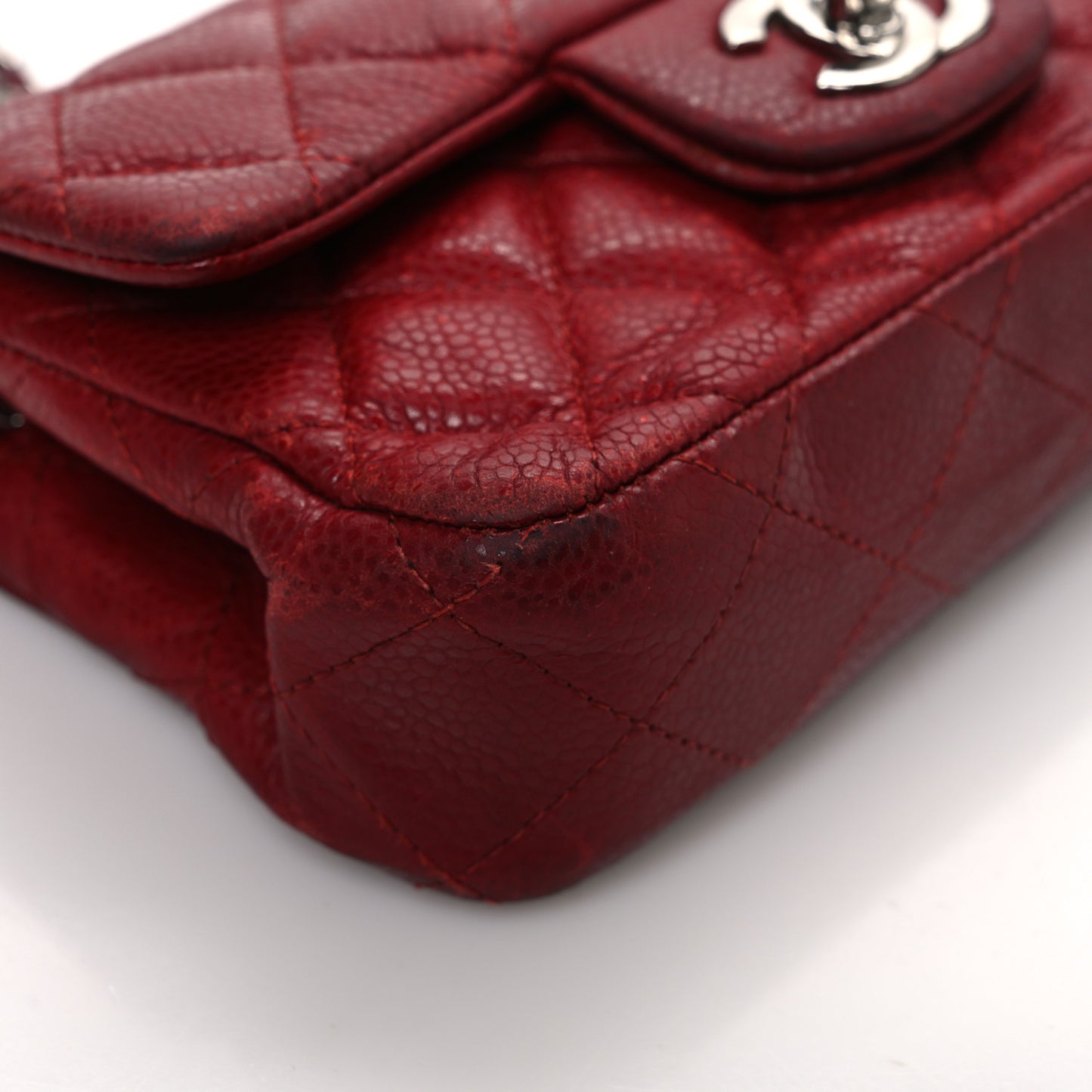 Caviar Quilted Extra Mini Flap Burgundy