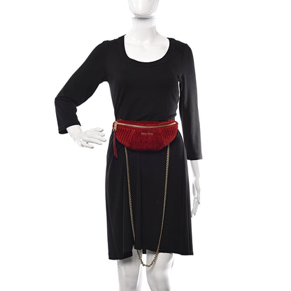 Miu Miu Velluto Matelasse Rider Belt Bag Cherry 2 of 12
