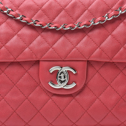 Chanel Washed Caviar Quilted Maxi Single Flap Fuchsia 8 of 13