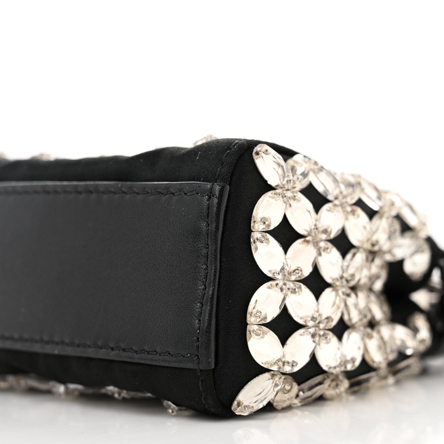 Satin Crystal Shiny Nappa Embroidered Micro Peekaboo Iconic Satchel Black Crystal