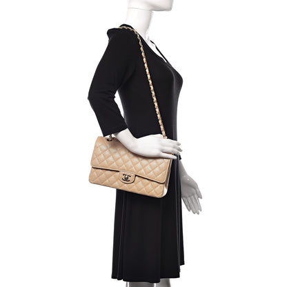Chanel Iridescent Caviar Quilted Medium Double Flap Beige 2 of 11