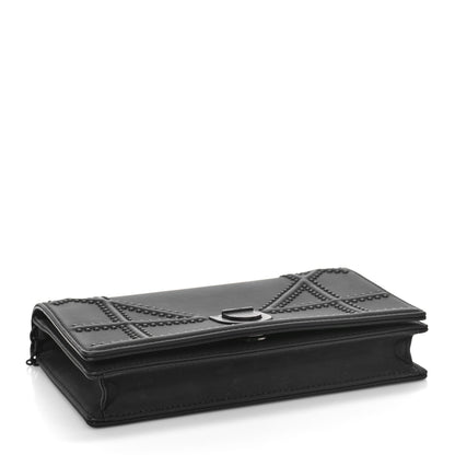 Christian Dior Ultra Matte Calfskin Studded Diorama Wallet on Chain Pouch Black 3 of 7