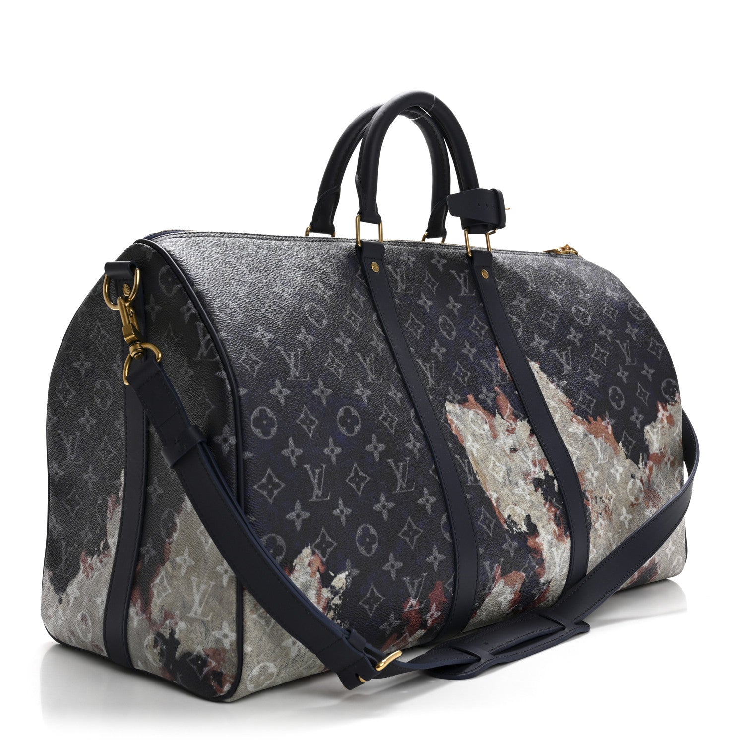 Louis Vuitton Monogram Bleach Keepall Bandouliere 50 Ink Blue 2 of 10