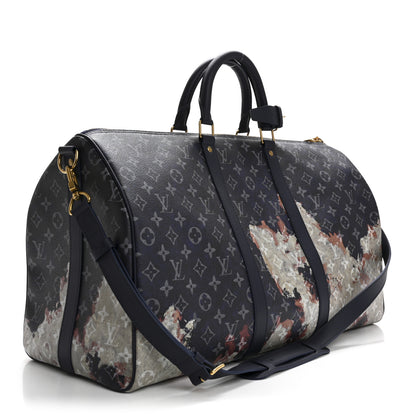 Louis Vuitton Monogram Bleach Keepall Bandouliere 50 Ink Blue 2 of 10