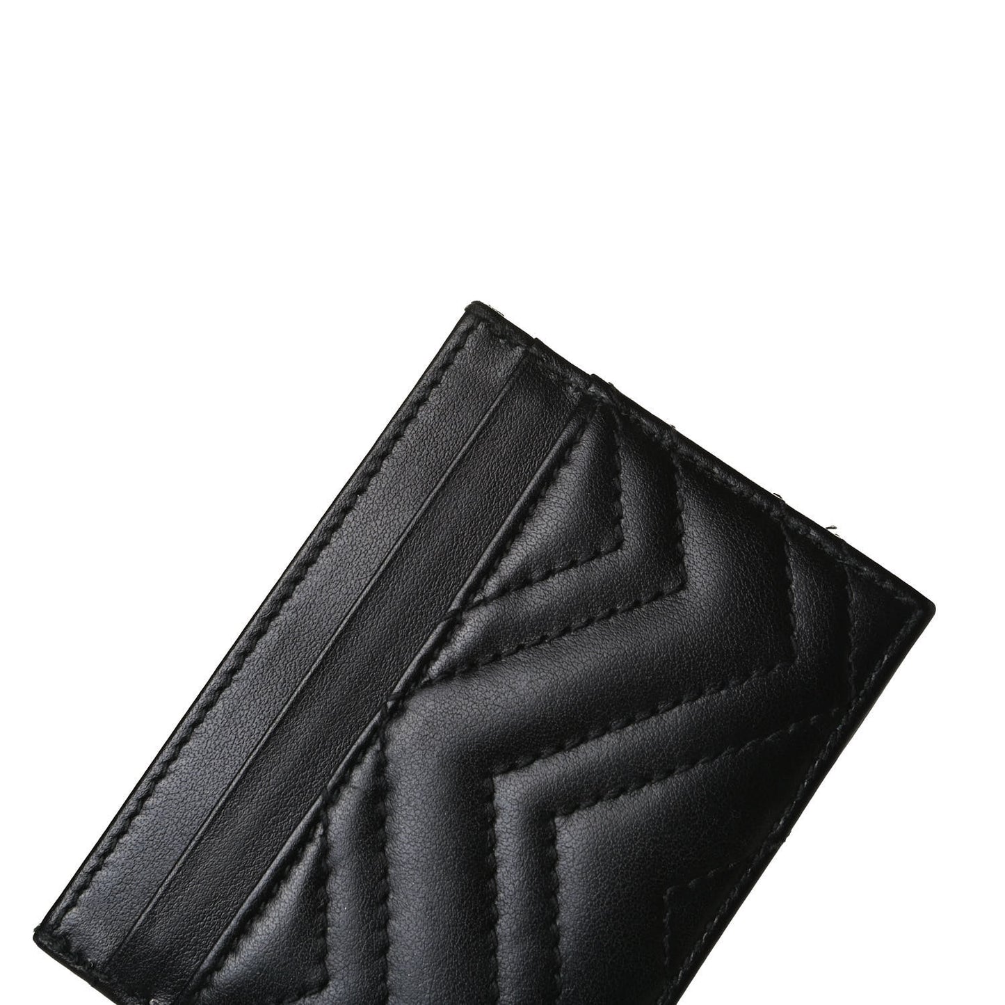 Calfskin Matelasse GG Marmont Card Holder Black