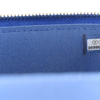 Chanel Raffia Jute Striped Small Vanity Case With Chain Blue Beige 9 of 10