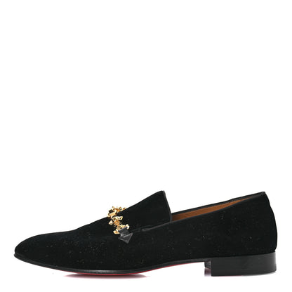 Christian Louboutin Velvet Mens Flat Loafers 42.5 Black 1 of 14