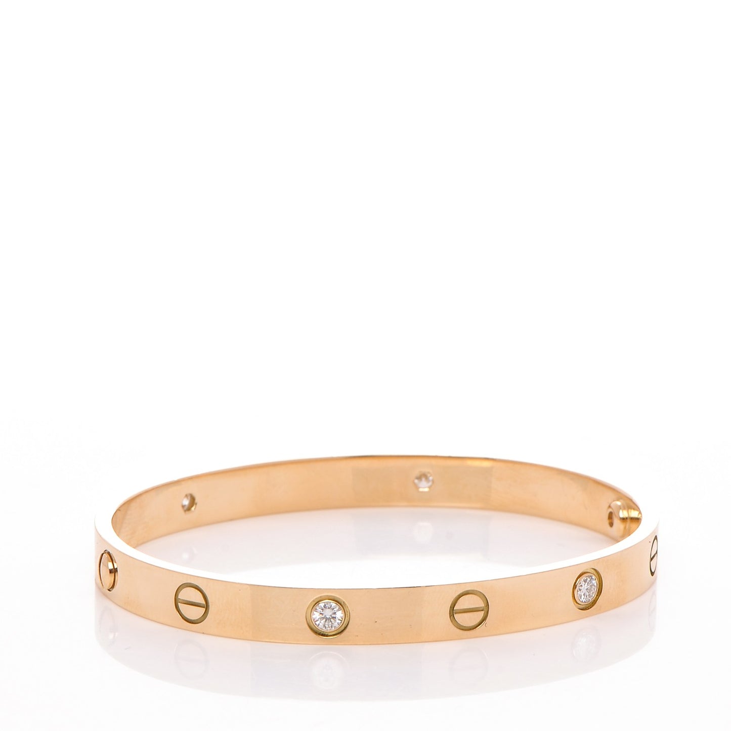 18K Yellow Gold 4 Diamond LOVE Bracelet 17