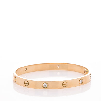 Cartier 18K Yellow Gold 4 Diamond LOVE Bracelet 17 4 of 8