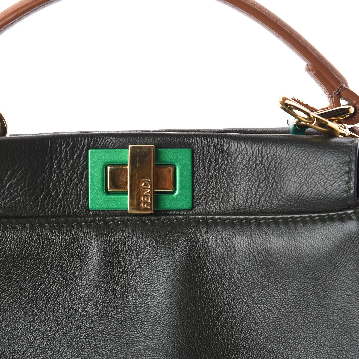 Fendi Nappa Colorblock Mini Peekaboo Iconic Satchel Oliva Vacchetta Powder Pink 9 of 9