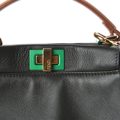 Fendi Nappa Colorblock Mini Peekaboo Iconic Satchel Oliva Vacchetta Powder Pink 9 of 9