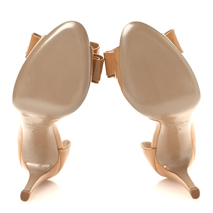 Valentino Garavani Patent Couture Bow Peep Toe Pumps 37.5 Beige 7 of 14