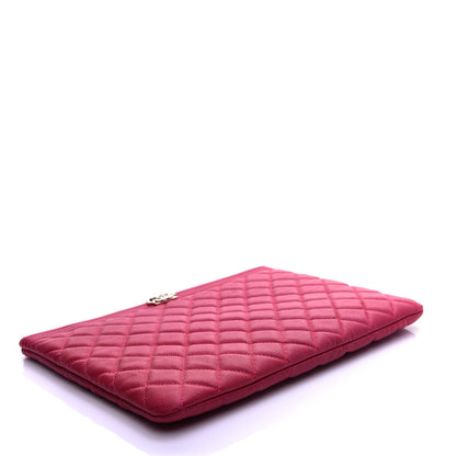 Chanel Caviar Quilted Medium Boy Cosmetic Case Dark Pink 4 of 10