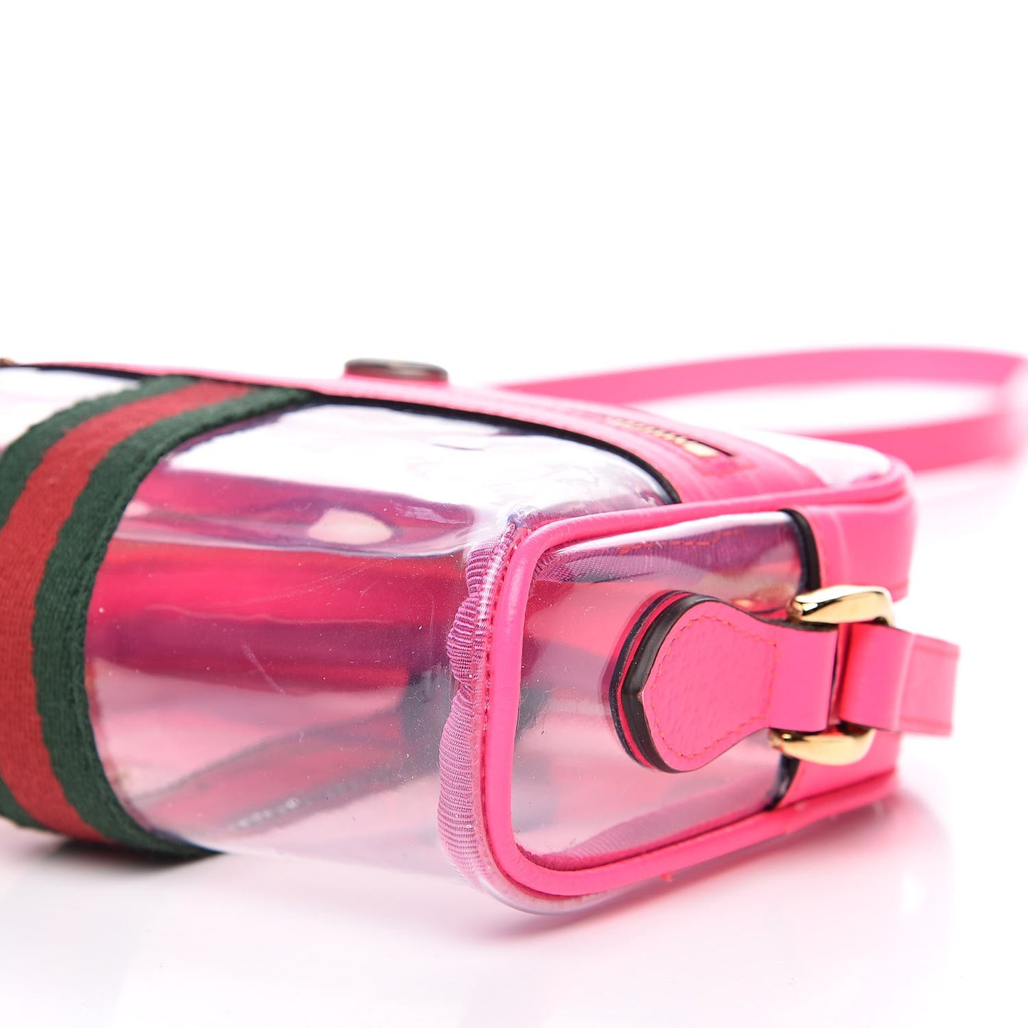 Vinyl Web Mini Ophidia Transparent Shoulder Bag Fluorescent Fuchsia
