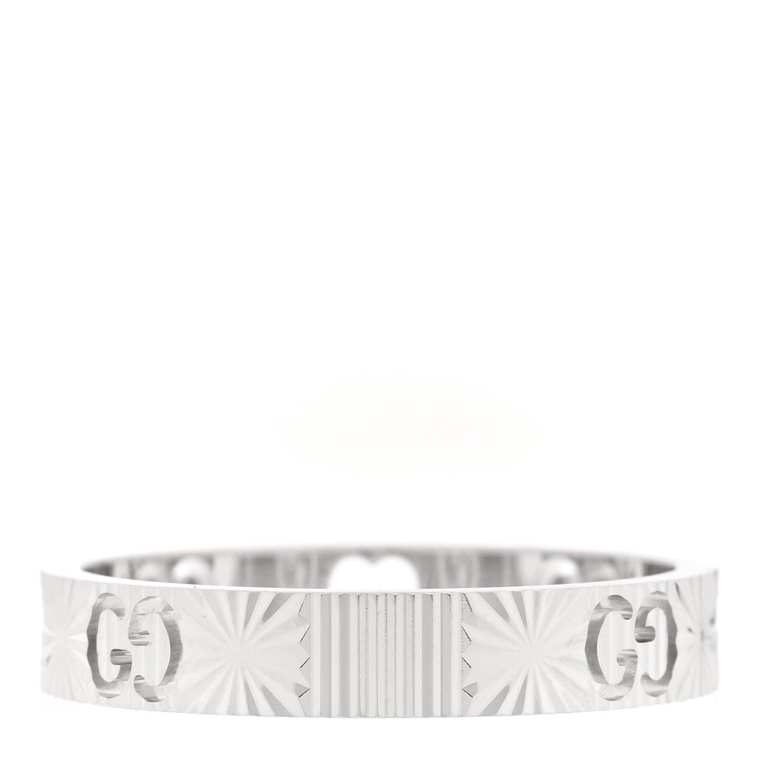Gucci 18K White Gold Icon Heart Band Ring 61 9.5 3 of 4