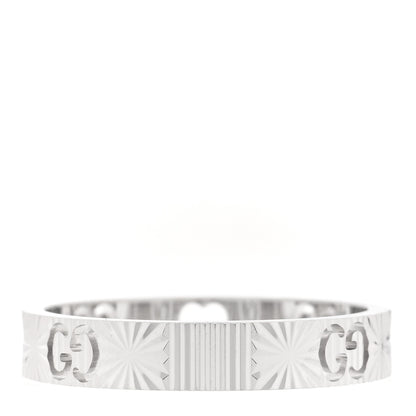 Gucci 18K White Gold Icon Heart Band Ring 61 9.5 3 of 4