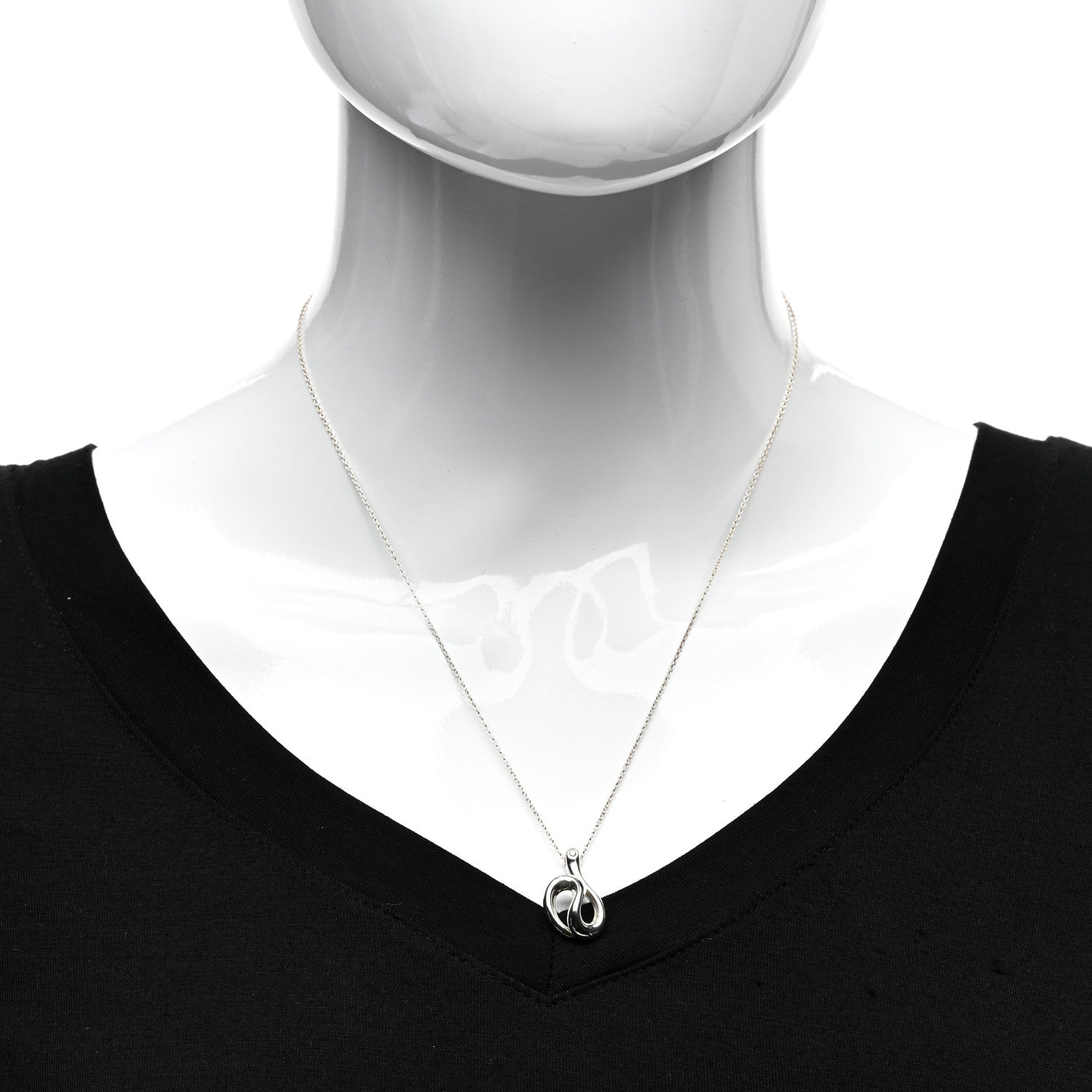 Tiffany Sterling Silver Diamond Elsa Peretti Snake Pendant Necklace 2 of 4