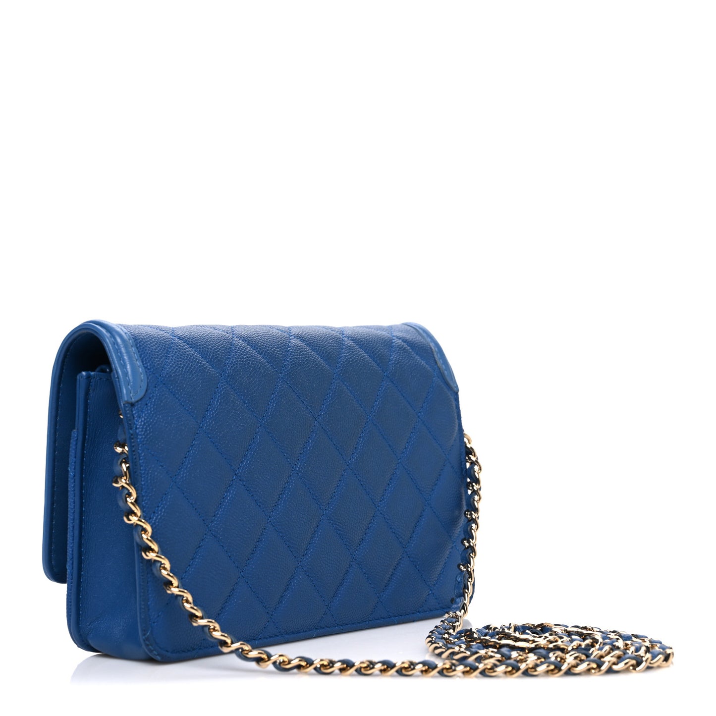 Caviar Quilted CC Filigree Wallet On Chain WOC Blue
