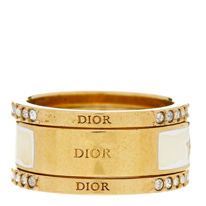 Christian Dior Metal Crystal Code Ring Set M Gold 3 of 5