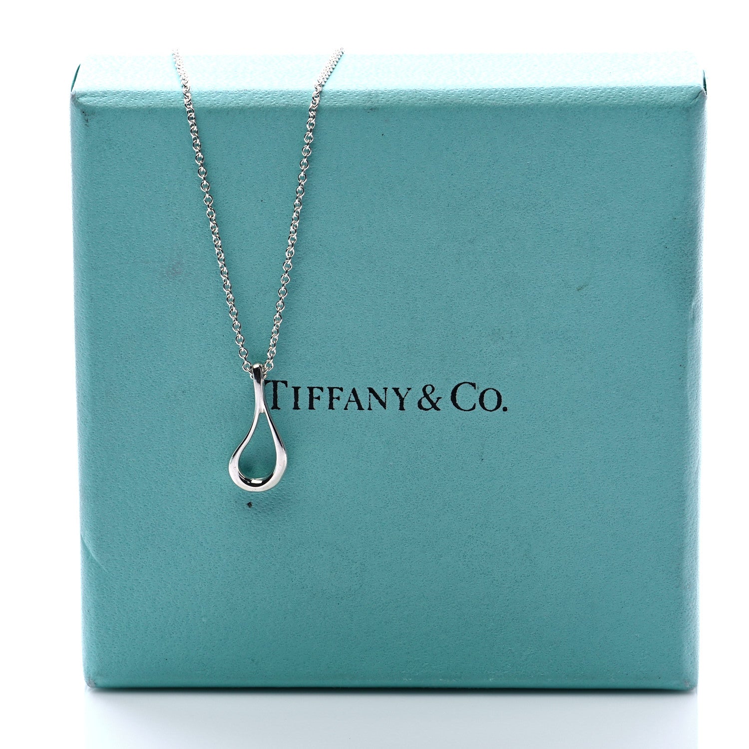 Tiffany Sterling Silver Elsa Peretti Open Tear Drop Pendant Necklace 6 of 6
