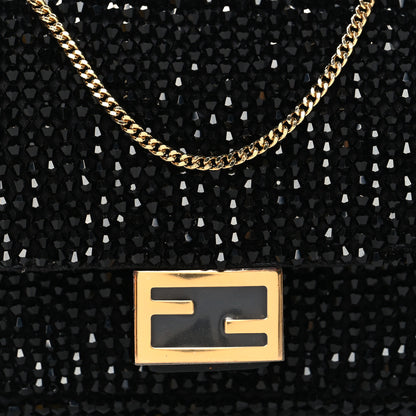 Fendi Crystal Vitello King Beaded Nano Baguette Charm Black 8 of 10