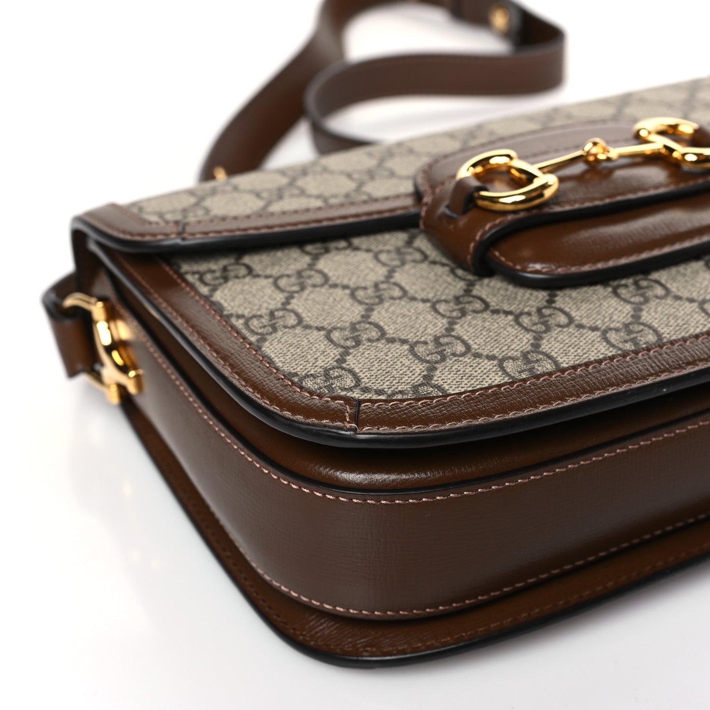 GG Supreme Monogram Horsebit 1955 Shoulder Bag Beige Brown Sugar