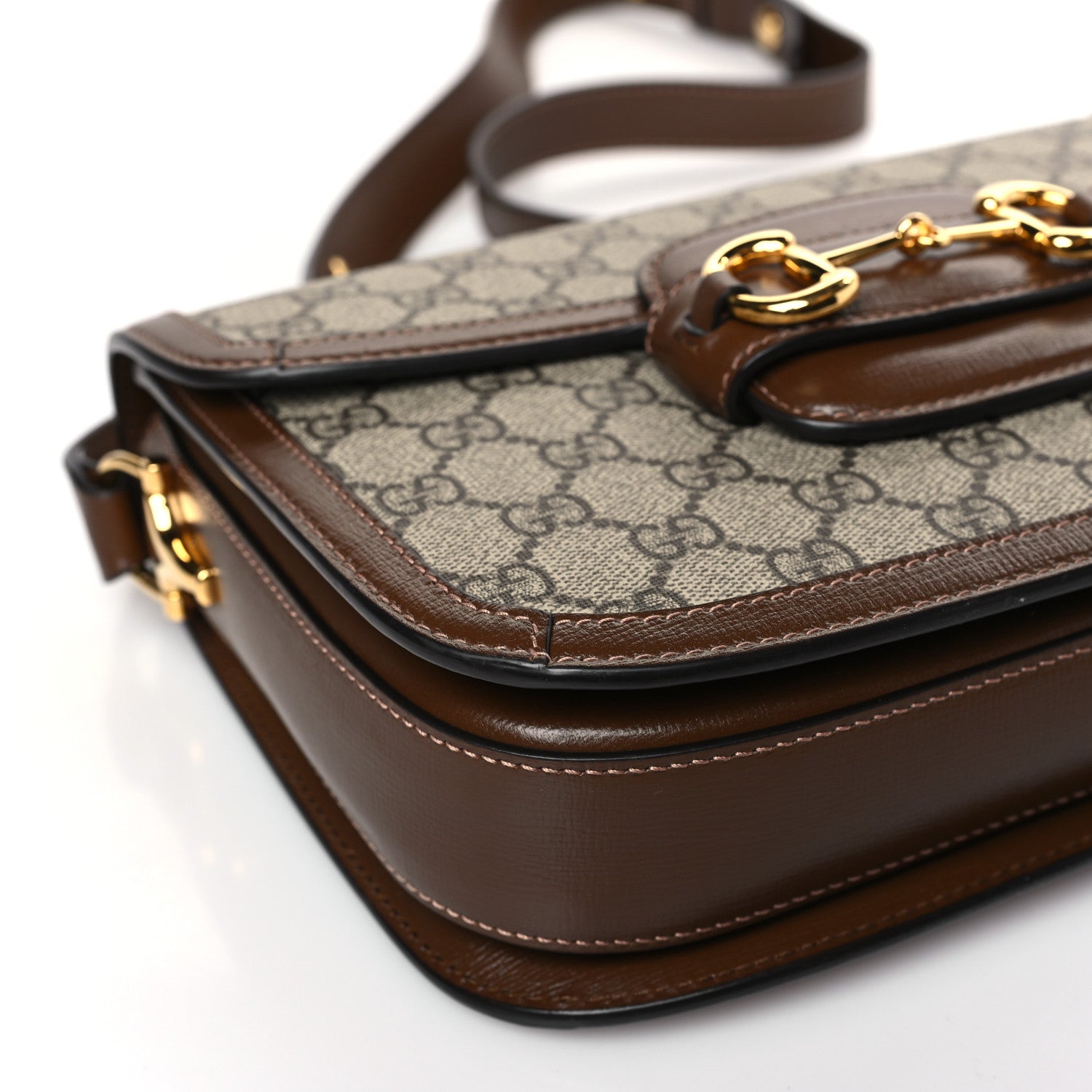 Gucci GG Supreme Monogram Horsebit 1955 Shoulder Bag Beige Brown Sugar 8 of 9