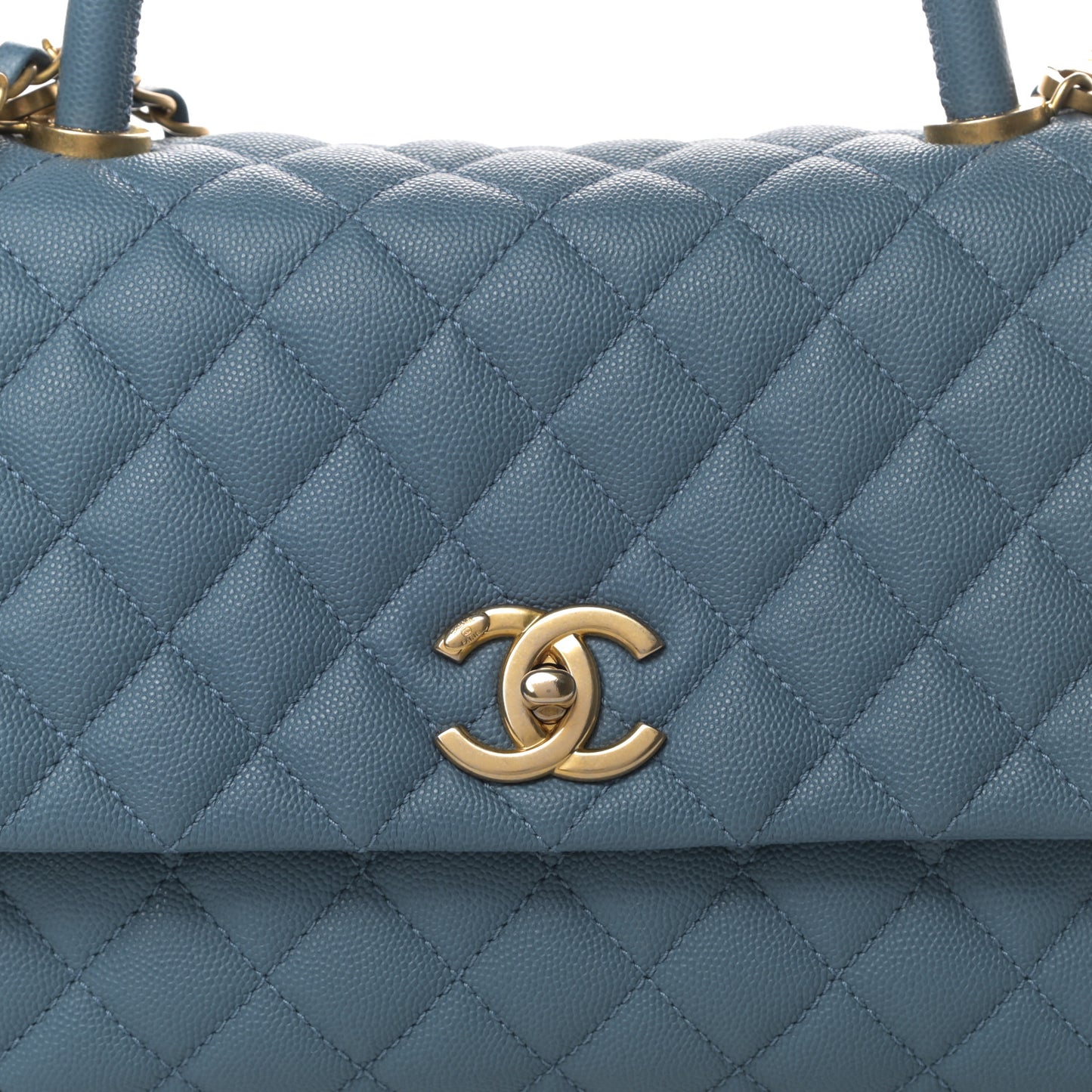 Caviar Quilted Small Coco Handle Flap Blue