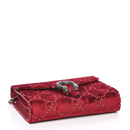 Gucci Velvet GG Monogram Mini Dionysus Chain Wallet Red Cipria 4 of 10