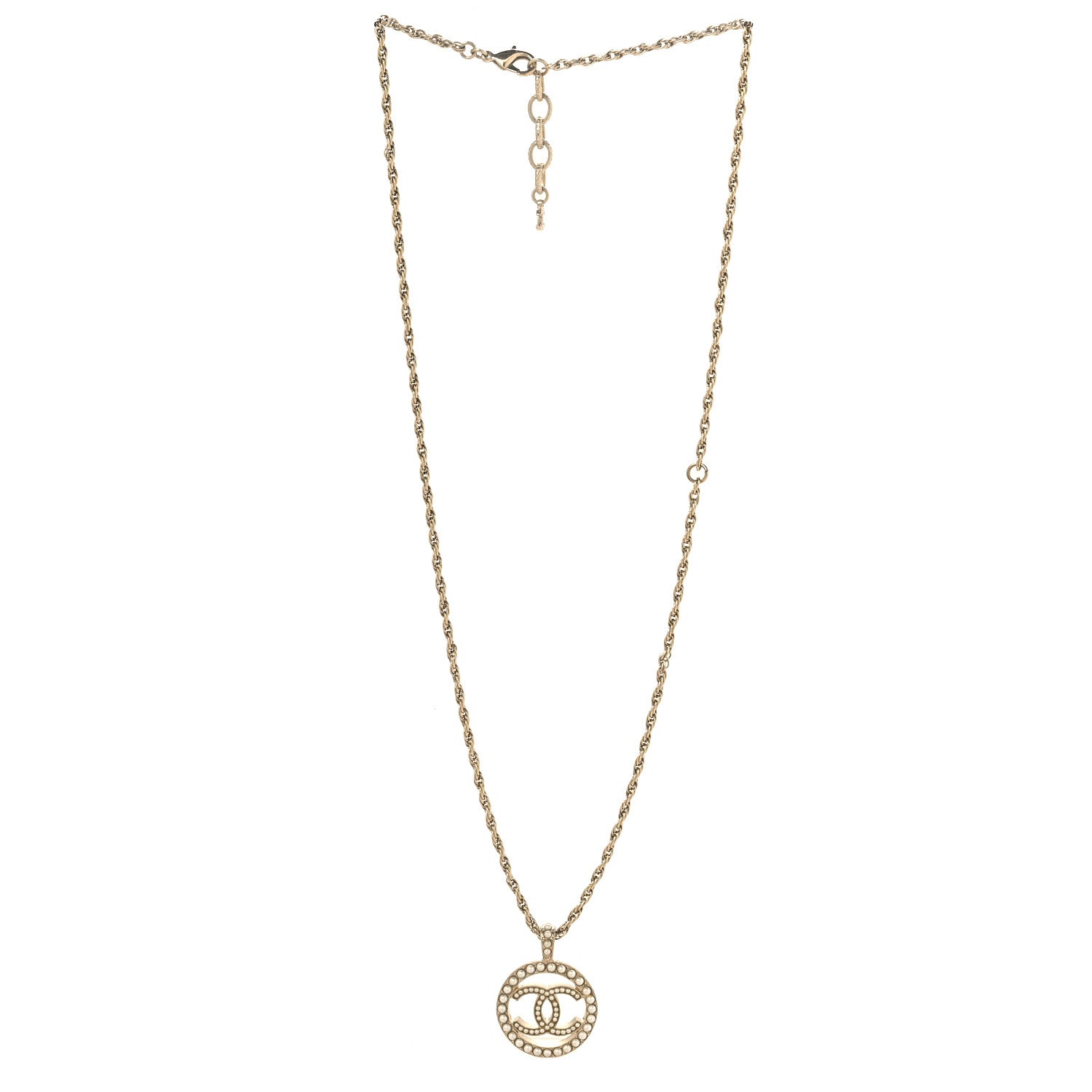 Chanel Pearl CC Round Pendant Necklace Gold 3 of 4