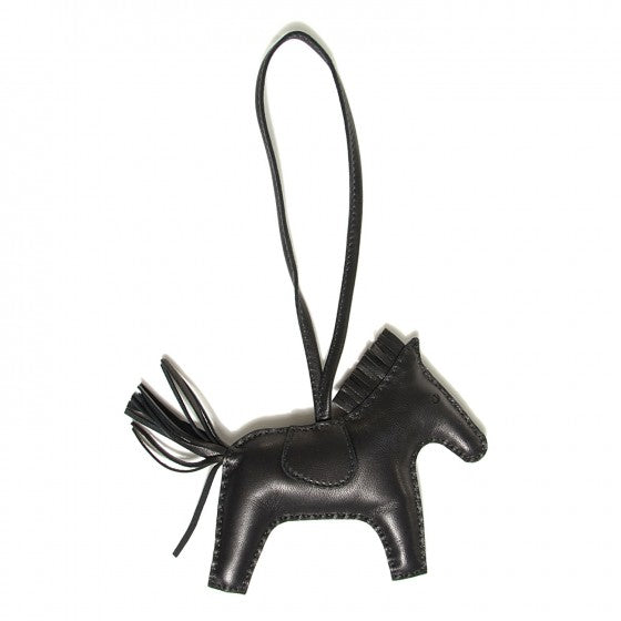 Milo Lambskin Grigri Rodeo Horse Bag Charm MM So Black