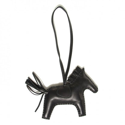 Hermes Milo Lambskin Grigri Rodeo Horse Bag Charm MM So Black 3 of 10